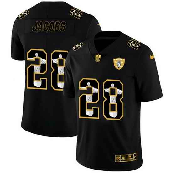Las Vegas Raiders 28 Josh Jacobs Nike Carbon Black Vapor Cristo Redentor Limited NFL Jersey